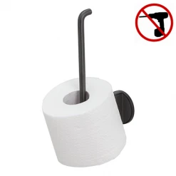Tiger Tune Spare Toilet Roll Holder - Brushed Black Metal/Black