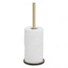 Tiger Tune Freestanding Spare Toilet Roll Holder - Brushed Brass/Black