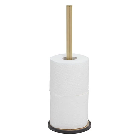 Tiger Tune Freestanding Spare Toilet Roll Holder - Brushed Brass/Black 3 Tiger Tune Freestanding Spare Toilet Roll Holder - Brushed Brass/Black