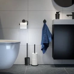 Tiger Tune Freestanding Spare Toilet Roll Holder - Brushed Black Metal/Black -Jeme Shop 1325538946 D2 460