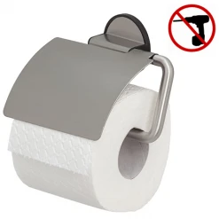 Tiger Tune Toilet Roll Holder with Cover - Brushed Stainless Steel/Black
