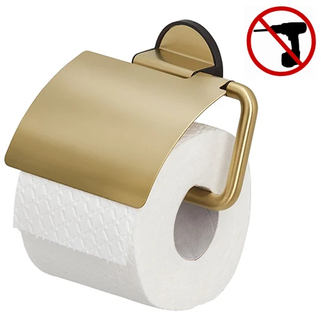 Tiger Tune Toilet Roll Holder with Cover - Brushed Brass/Black 3 Tiger Tune Toilet Roll Holder with Cover - Brushed Brass/Black