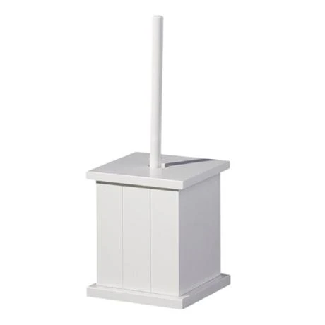 White Wooden Toilet Brush Holder with Brush - 1600958 3 White Wooden Toilet Brush Holder with Brush - 1600958