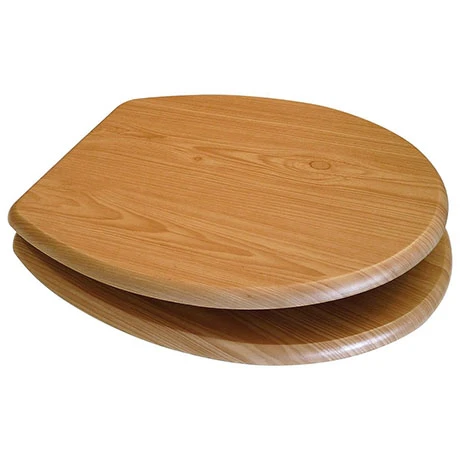 Euroshowers Antique Pine MDF Toilet Seat with Chrome Bar Hinges - 82987 3 Euroshowers Antique Pine MDF Toilet Seat with Chrome Bar Hinges - 82987