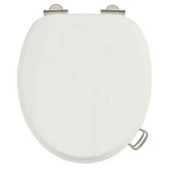 Burlington Soft Close Toilet Seat with Chrome Hinges and Handles - Sand