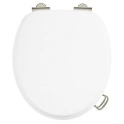 Burlington Soft Close Toilet Seat with Chrome Hinges and Handles - Matt White