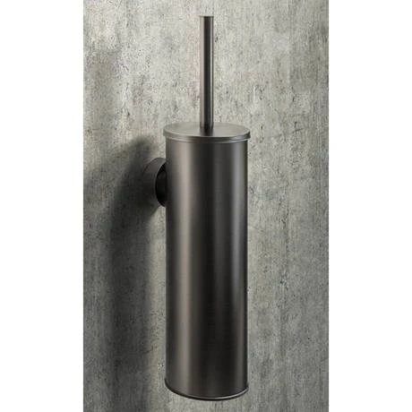 Arezzo Gunmetal Grey Wall Mounted Toilet Brush + Holder 4 Arezzo Gunmetal Grey Wall Mounted Toilet Brush + Holder - Image 2