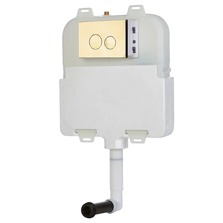Arezzo Compact Concealed Cistern with Gold Flush Plate - Round Buttons 3 Arezzo Compact Concealed Cistern with Gold Flush Plate - Round Buttons