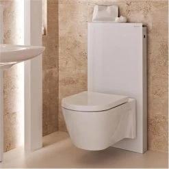 Geberit - Monolith WC Frame & Cistern for Wall Hung WC's - White/Aluminium -Jeme Shop Geberit Monolith for Wall Hung WCs White d 375