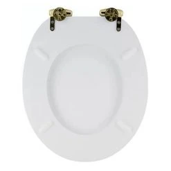 Toreno High Gloss White MDF Bottom Fixing Toilet Seat Brushed Brass Hinges -Jeme Shop MSC020 N BB d2 460