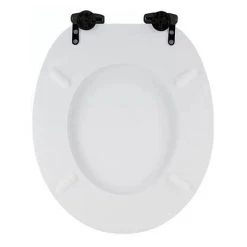 Toreno High Gloss White MDF Bottom Fixing Toilet Seat Matt Black Hinges -Jeme Shop MSC020 N MB d2 460