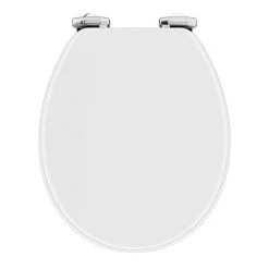Toreno High Gloss White MDF Bottom Fixing Soft Close Toilet Seat with Chrome Hinges