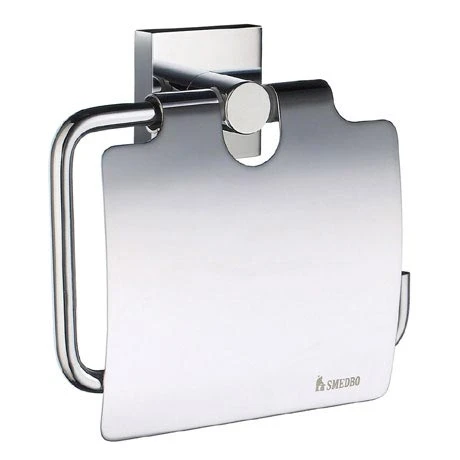 Smedbo House - Polished Chrome Toilet Roll Holder with Lid - RK3414 3 Smedbo House - Polished Chrome Toilet Roll Holder with Lid - RK3414