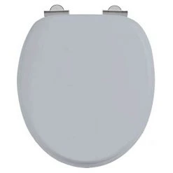 Burlington Soft Close Toilet Seat with Chrome Hinges - Classic Grey