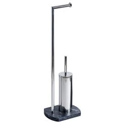 Trafalgar Anthracite Marble Effect Freestanding Toilet Roll & Toilet Brush Holder