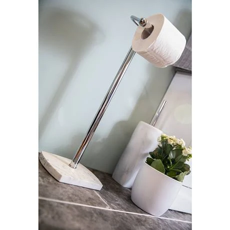 Trafalgar White Marble Effect Freestanding Toilet Roll Holder 4 Trafalgar White Marble Effect Freestanding Toilet Roll Holder - Image 2