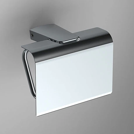 Venice Square Chrome Toilet Roll Holder with Cover 3 Venice Square Chrome Toilet Roll Holder with Cover
