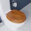 Croydex Flexi-Fix Davos Antique Effect Solid Pine Anti-Bacterial Toilet Seat - WL602250H
