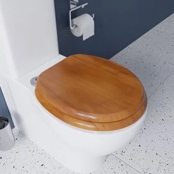 Croydex Flexi-Fix Davos Antique Effect Solid Pine Anti-Bacterial Toilet Seat - WL602250H