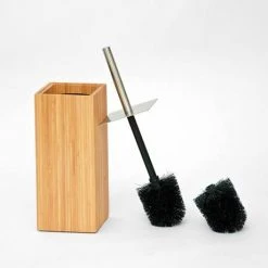 Wooden Toilet Brush & Holder Bamboo -Jeme Shop WTBHBB D4 460