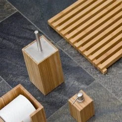 Wooden Toilet Brush & Holder Bamboo -Jeme Shop WTBHBB D5 460