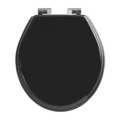 Imperial Oval Soft Close Toilet Seat with Chrome Hinges - High Gloss Black